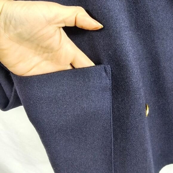 VTG Susan Bristol Navy Blazer Sz 8 Double Breasted Merino Gold Buttons Nautical - Picture 4 of 12